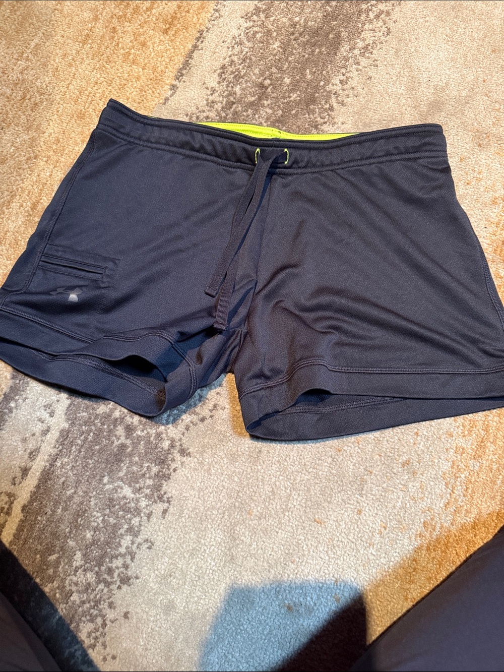 Under Armour Black Athletic Shorts with Lime Waistband